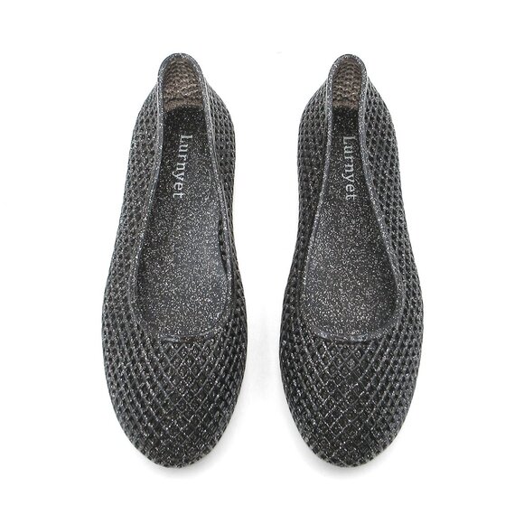 Lurneyt Women's Glitter Jelly Flexible Ballet Flats Breathable Mesh Design - Picture 4 of 5